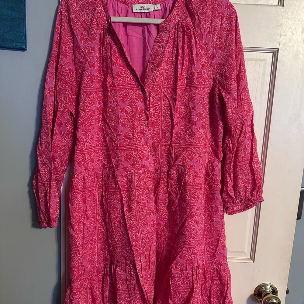 Vineyard Vines Pink Bishop Sleeve Wrap Sundress